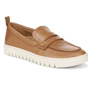 Vionic Brown Leather Loafers with White Sole